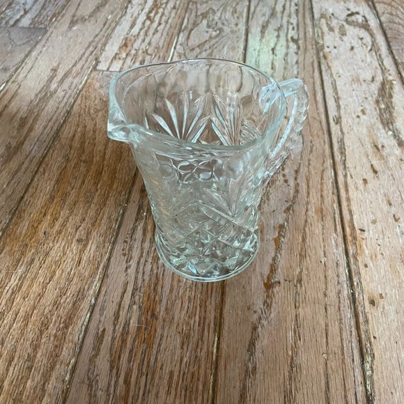 Vintage Kitchen Vintage Thick Pressed Glass Creamer Small Pitcher